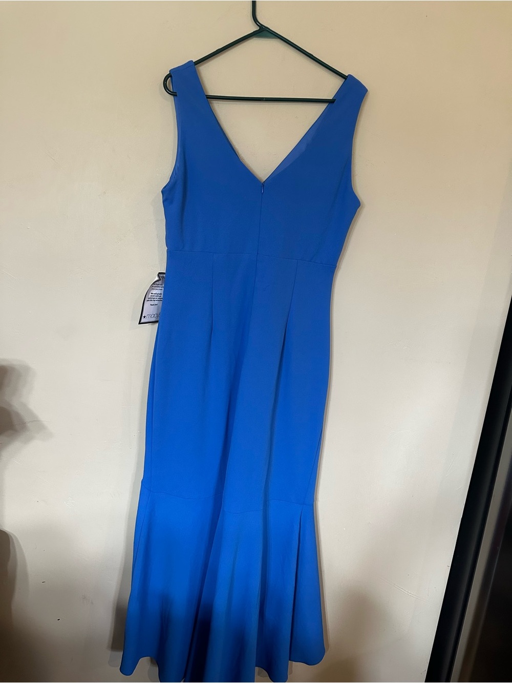 Adam Royal Blue V-Neck High-Low Ruffle Gown - Picture 3 of 6